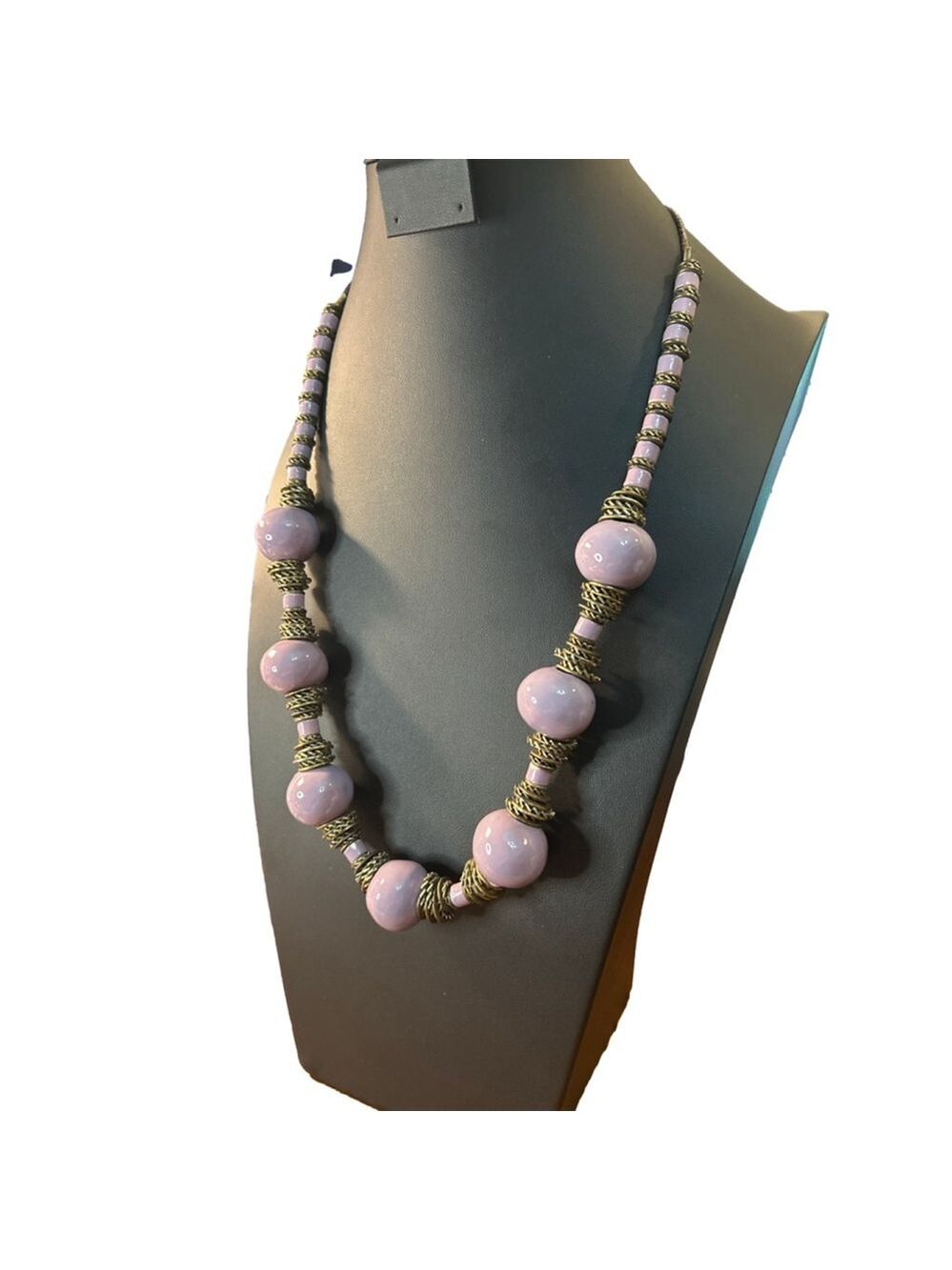 Womens Necklace Purple ceramic and bronze metal accents
